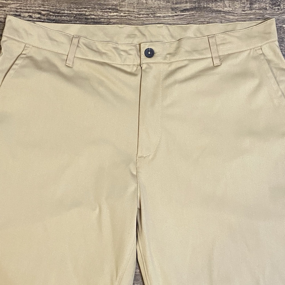 ZELOS Pants‎ Men's Khaki Flat Front Performance Golf Stretch Chino Size 40x32 - Picture 3 of 7